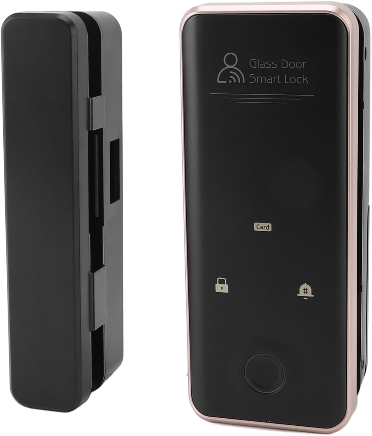 Luqeeg Fingerprint Door Safety Lock, Voice Alarm Doorbell, 6 Months Battery Life & Emergency Charger, Double Hook Design, Attendance Function, for Frameless Glass Door