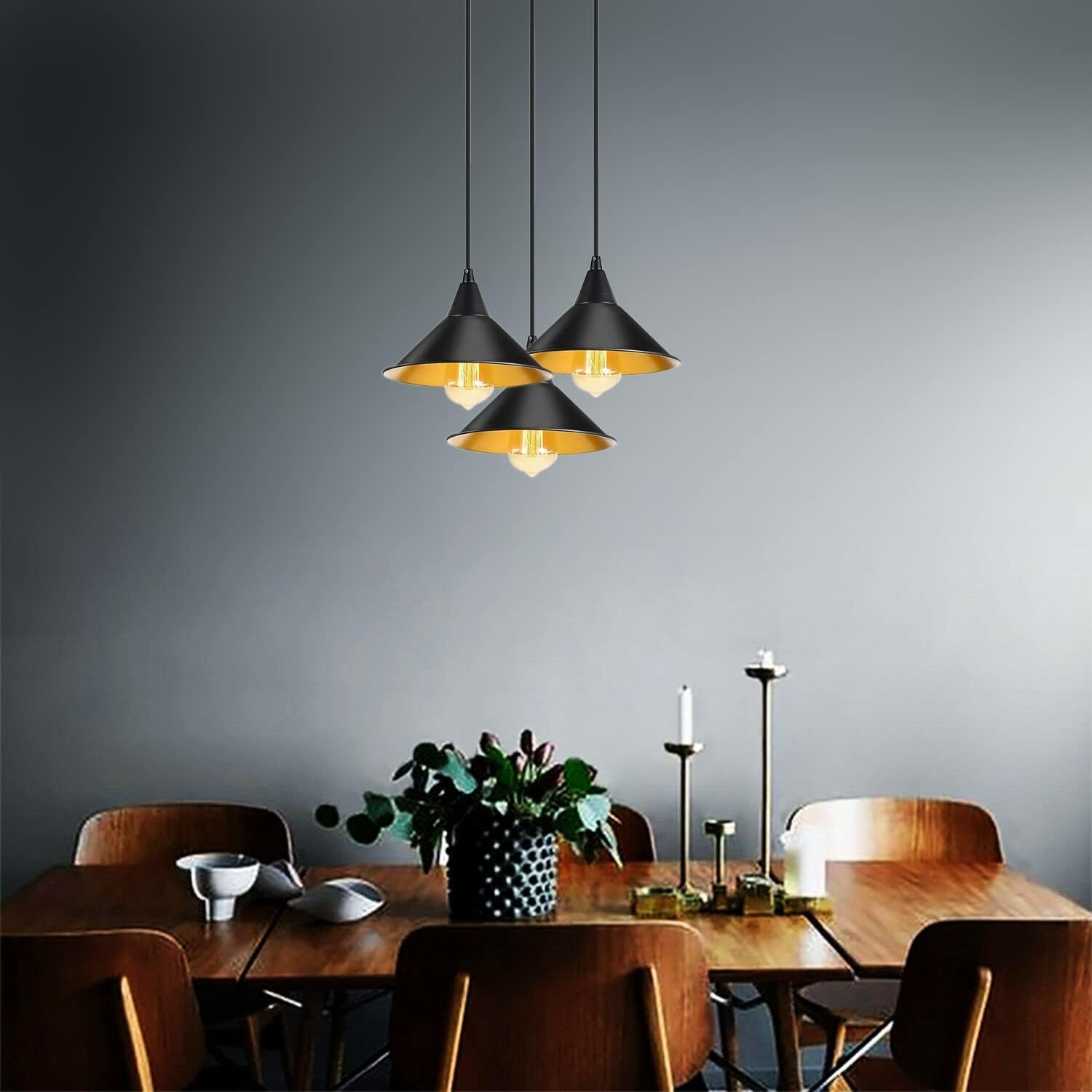 Vintage Metal Retro Style Non-Electric Lamp Shades Easy fit Black Inner Gold Lampshade for Living Rooms bedrooms - Image 3