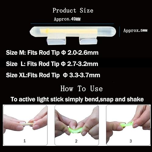 Miniatura 5 de QualyQualy Varillas brillantes de pesca con clip para bastón, luces de pesca para cañas, palos de luz para caña de pescar, kit a granel de 20 piezas