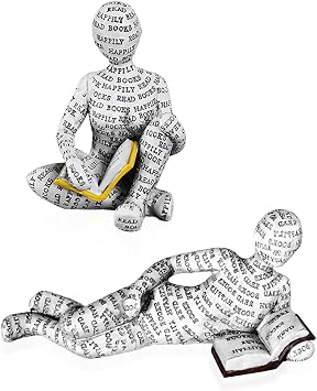 2 PCS Reading Women Figurine Thinker Statue Modern Bookshelf Decor Book Reader Sculpture Home Decor Aesthetic Sculpture for Office Desk Bedroom Living Room Reading