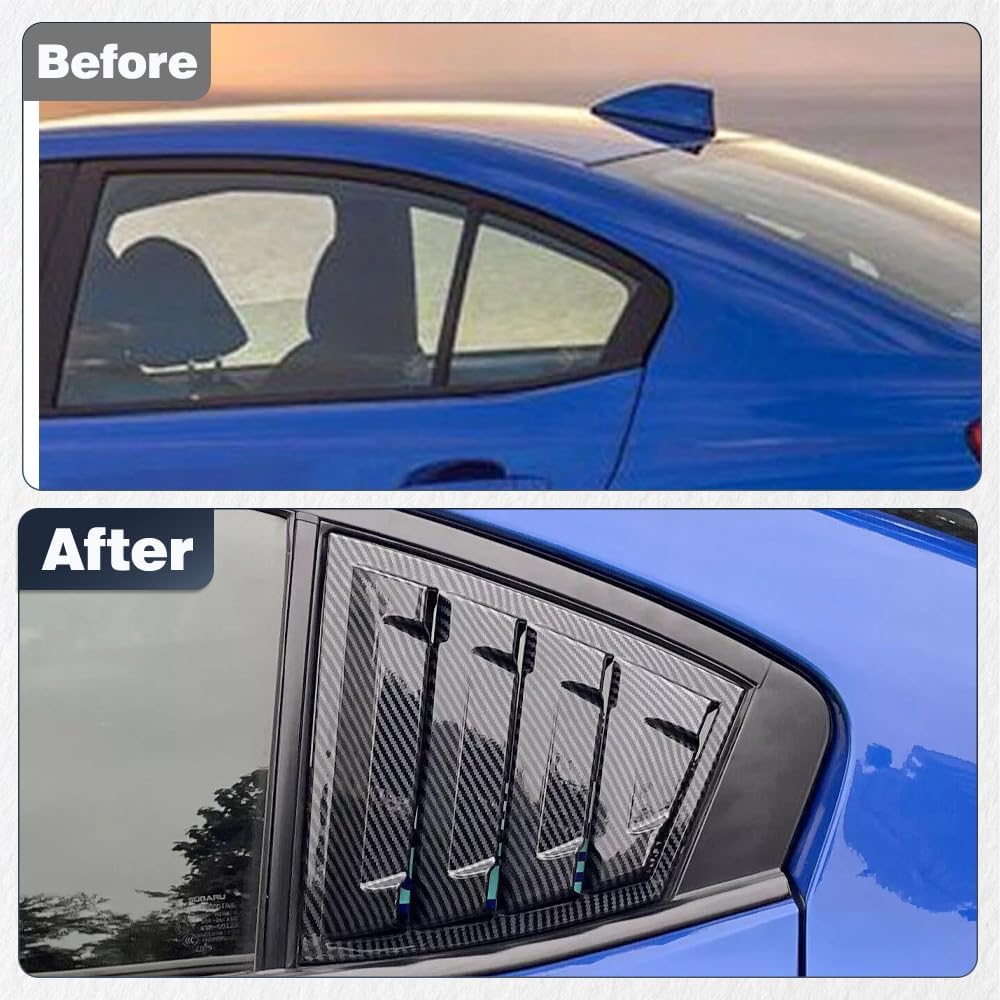 MACHSWON Rear Side Window Louvers, Car Rear Louver Covers Replacement, Compatible with Subaru WRX STi 2015-2021, Carbon Fiber Look Finish, 2 pcs