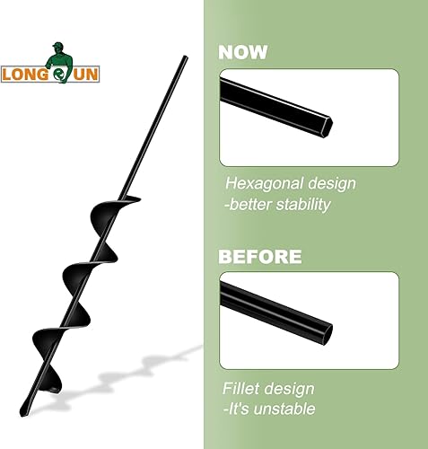 Miniatura 5 de LONGRUN Broca de taladro para plantar taladro en espiral de jardín para taladro hexagonal de 38 pulgadas excavadora de agujeros de eje sólido maceta