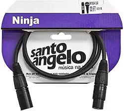 CABO PARA MICROFONE XLR MACHO/XLR FEMEA NINJA LW 03FT 0,91 METROS PRETO - SANTO ANGELO