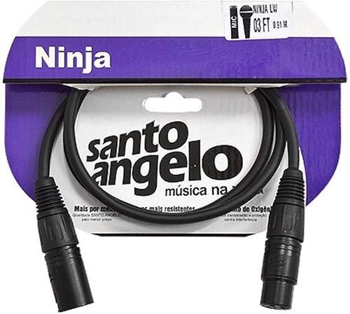 CABO PARA MICROFONE XLR MACHO/XLR FEMEA NINJA LW 03FT 0,91 METROS PRETO - SANTO ANGELO