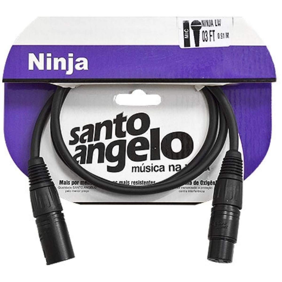 CABO PARA MICROFONE XLR MACHO/XLR FEMEA NINJA LW 03FT 0,91 METROS