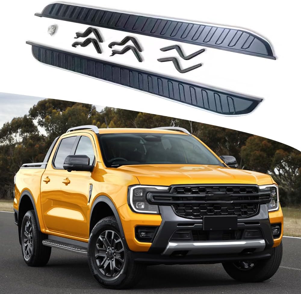Side Steps Nerf Bars Running Boards Fits for Ford Ranger P703 2023 2024 2PCS Aluminum Plastic