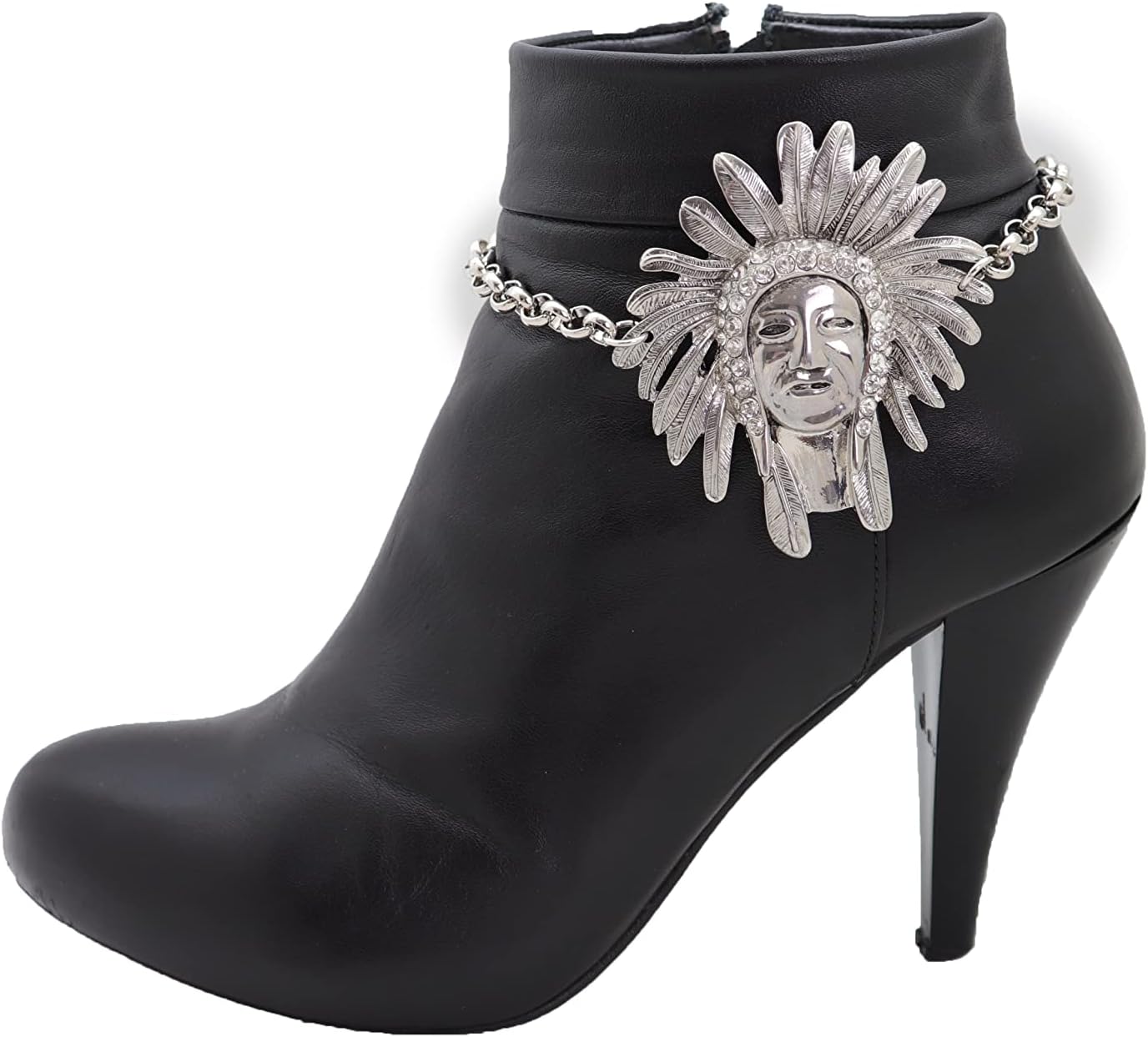 Women Western Fashion Jewelry Boot Chain Bracelet Silver Metal Shoe Anklet Native American Indian Charm