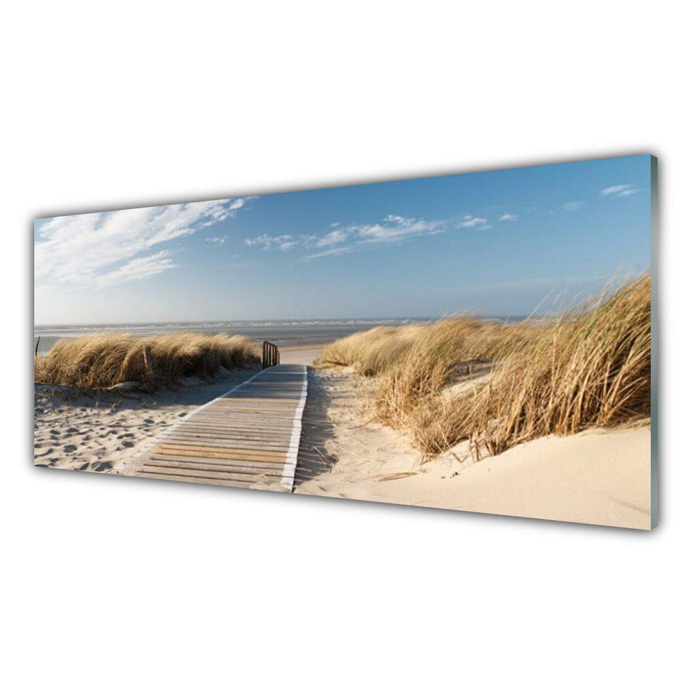 Chemin de plage imprimé sur verre trempé 125x50 cm pour mur vide