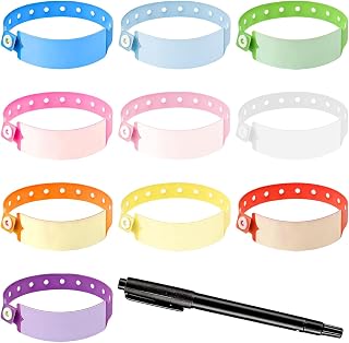 51 Pcs Paper Wristbands for Events, Colored Vinyl Arm Wrist Bands for Party, Disposable Waterproof Bracelets for Events, Lightweight Adhesive Adjustable Identification Wristbands for Concerts (Blue Re