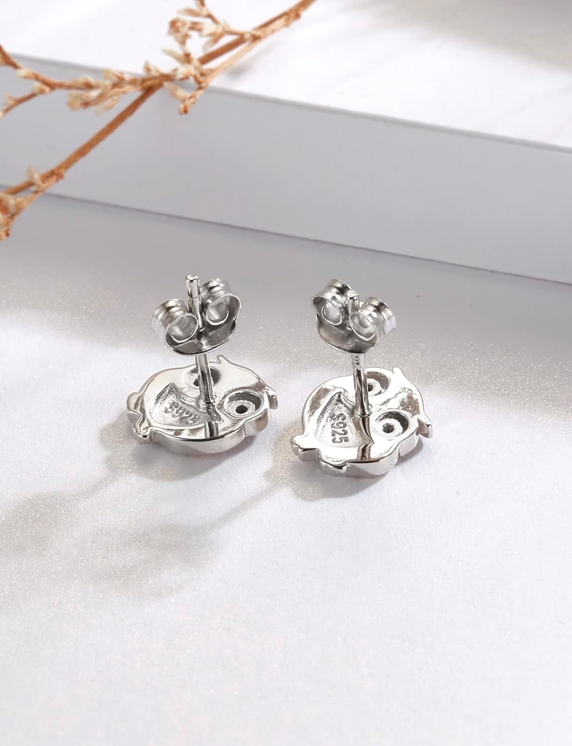 Hypoallergenic 925 Sterling Silver Animals Mushroom Stud Earrings Dog Bunny Pig Cow Otter Deer Ear Studs for Women - Image 4