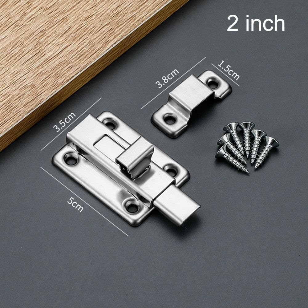 Self-Elastic Latch 1Sets Furniture Supplies Automatic Anti-Theft Security Bolt Latch Durable Stainless Steel(2 inch)