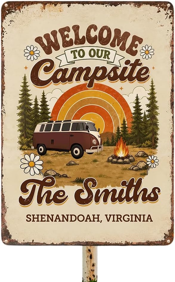 CustomizeAF Living My Best Life - Personalized Metal Sign, Funny Camping Gift, Gift For Camping Lovers (MTS0626WFDB)