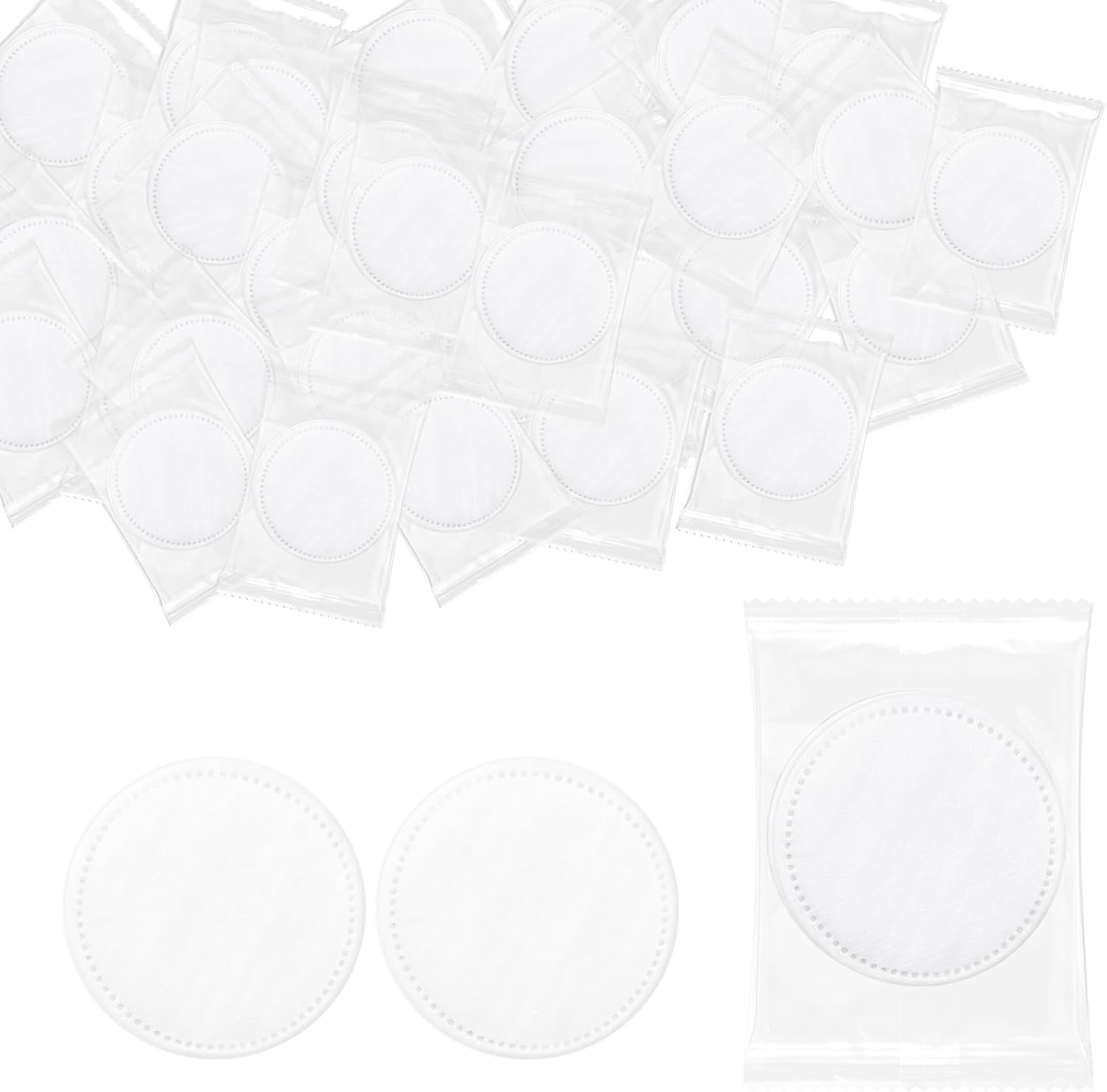 Individually Wrapped Cotton Rounds, Circular Cotton Pads, Individually Packaged, Easy to Carry, Suitable for Travel, Hotels, Business Trips, Camping (2 Pcs/Set, 300 Sets, in Total 600 pcs)