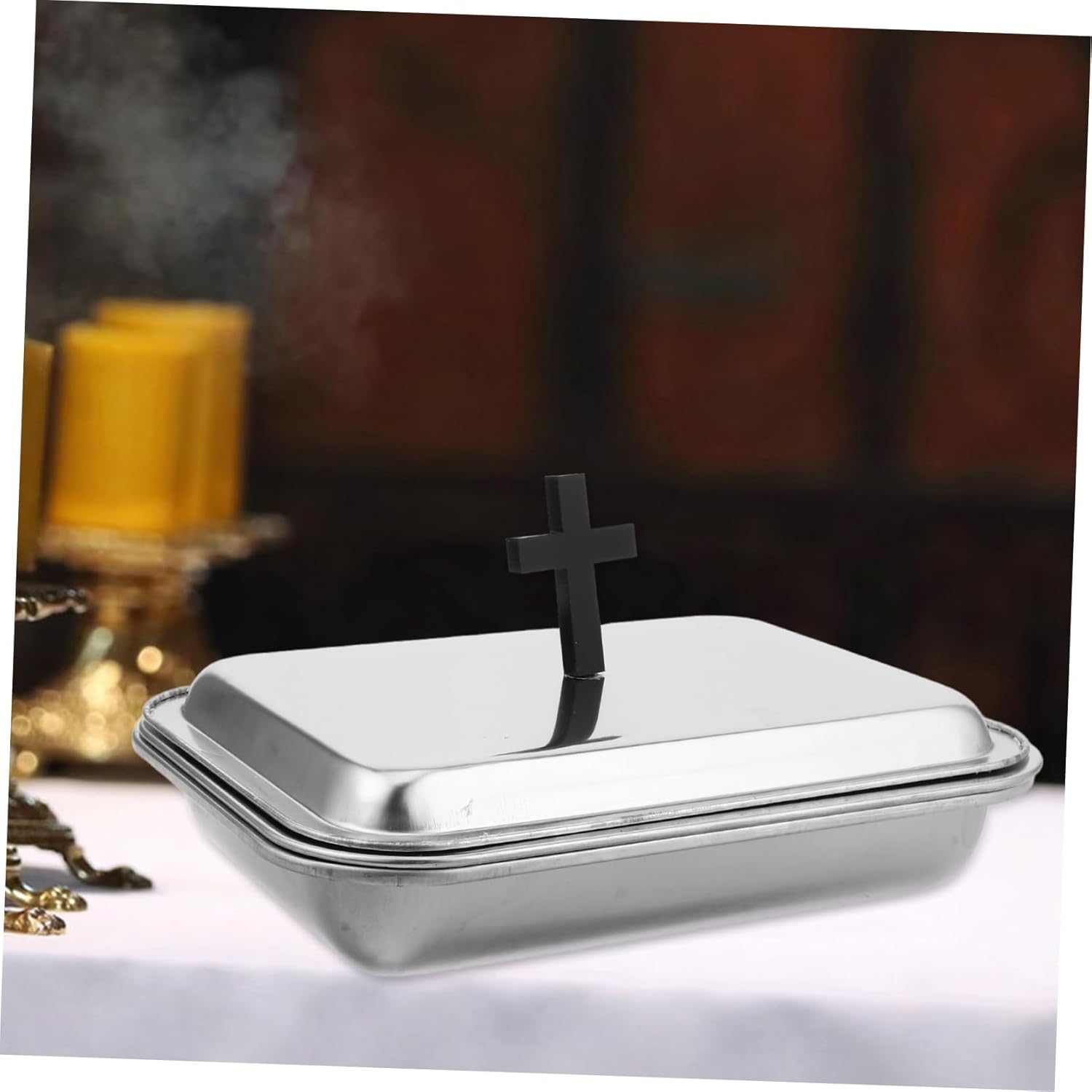 1 Set Communion Tableware Tray Offering Plate Wine Cup Holder Plate Baptism Party Plates Wedding Supplies Christening Party Supplies Christening Plates Stainless Steel Silver