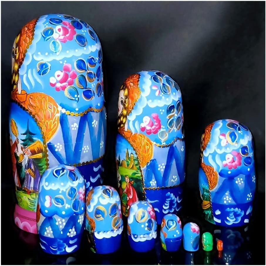 Russian Nesting Dolls 10 Pcs Nesting Dolls Handmade Wooden Russian Matryoshka Christmas Mother's Day Birthday Gifts