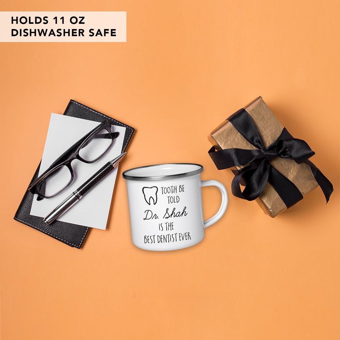 Amazon.com: Andaz Press 個人化訂製11 盎司(約311.8 毫升)畢業不鏽鋼篝火咖啡杯禮物,Tooth be Told Dr.  Clark 是最好的牙醫,1 件裝,附禮盒: 居家與廚房