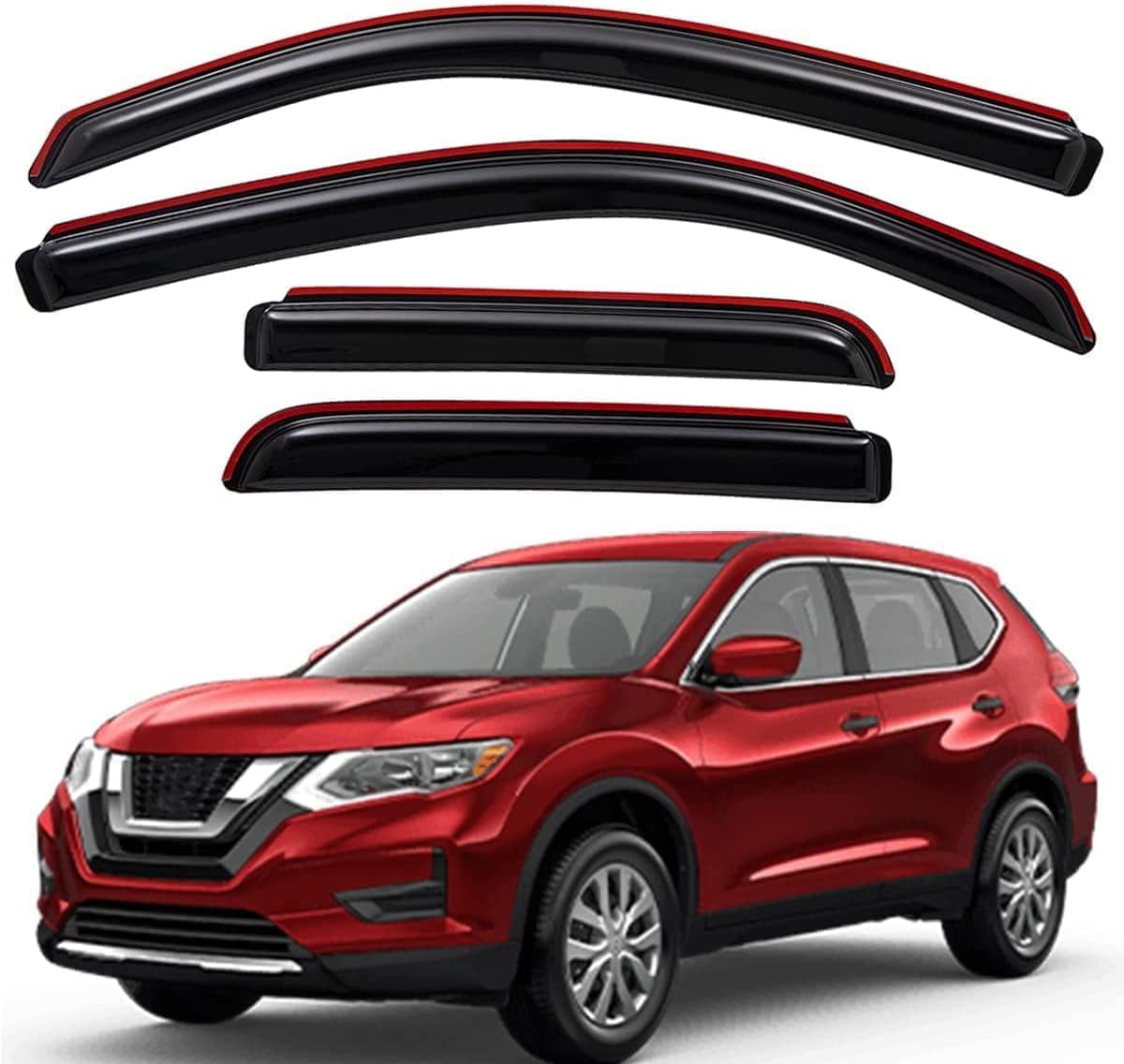 Lightronic WV194827 in-Channel Side Window Visor Deflector Rain Guard, Dark Smoke Shatterproof, 4-Pieces Set for 2014-2020 Nissan Rogue (Excludes Rogue Sport Model)