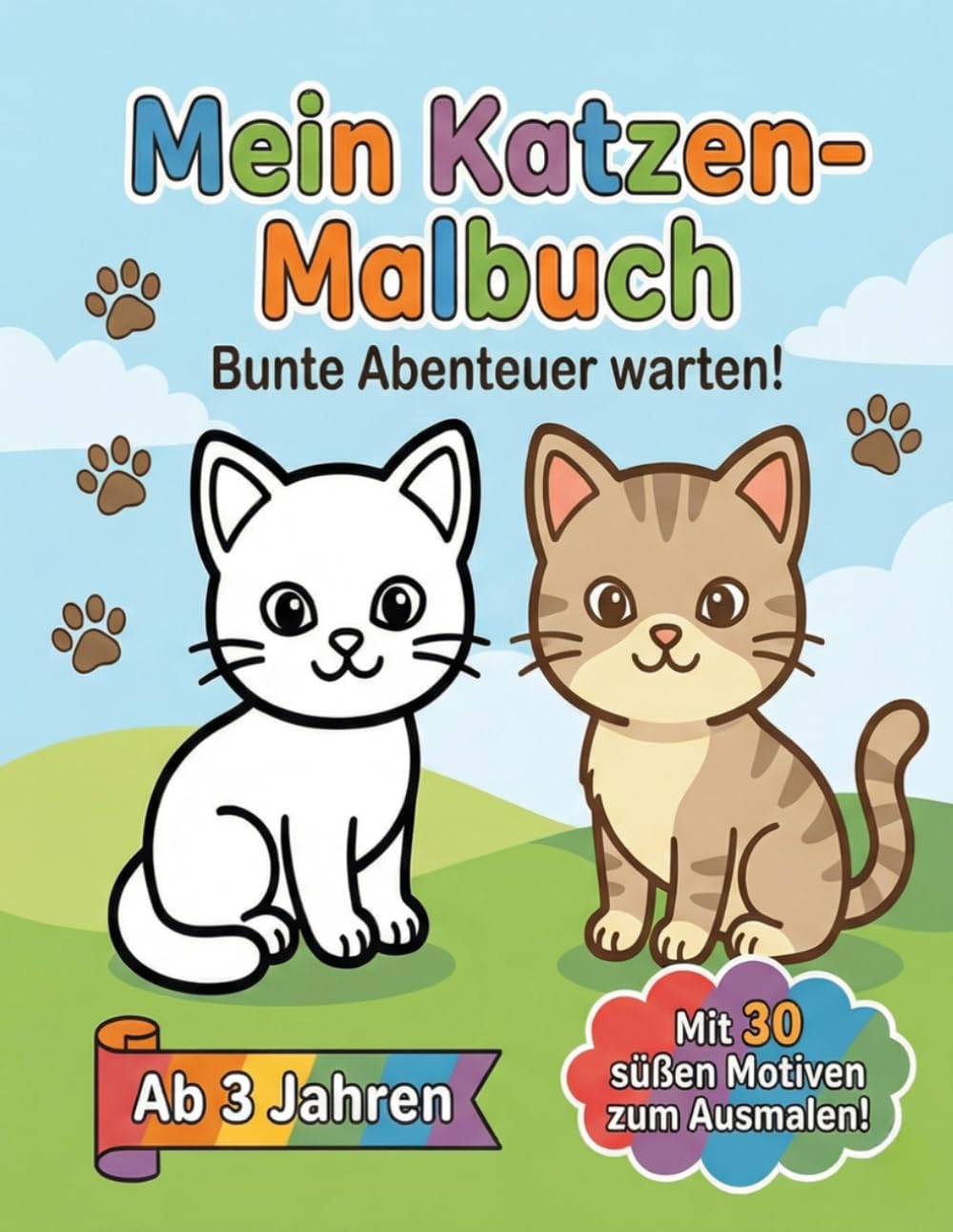 Mein Katzen-Malbuch: Malbuch für Kinder ab 3 Jahren | Katzen-Motive zum Ausmalen | Malbuch für Jungen und Mädchen
