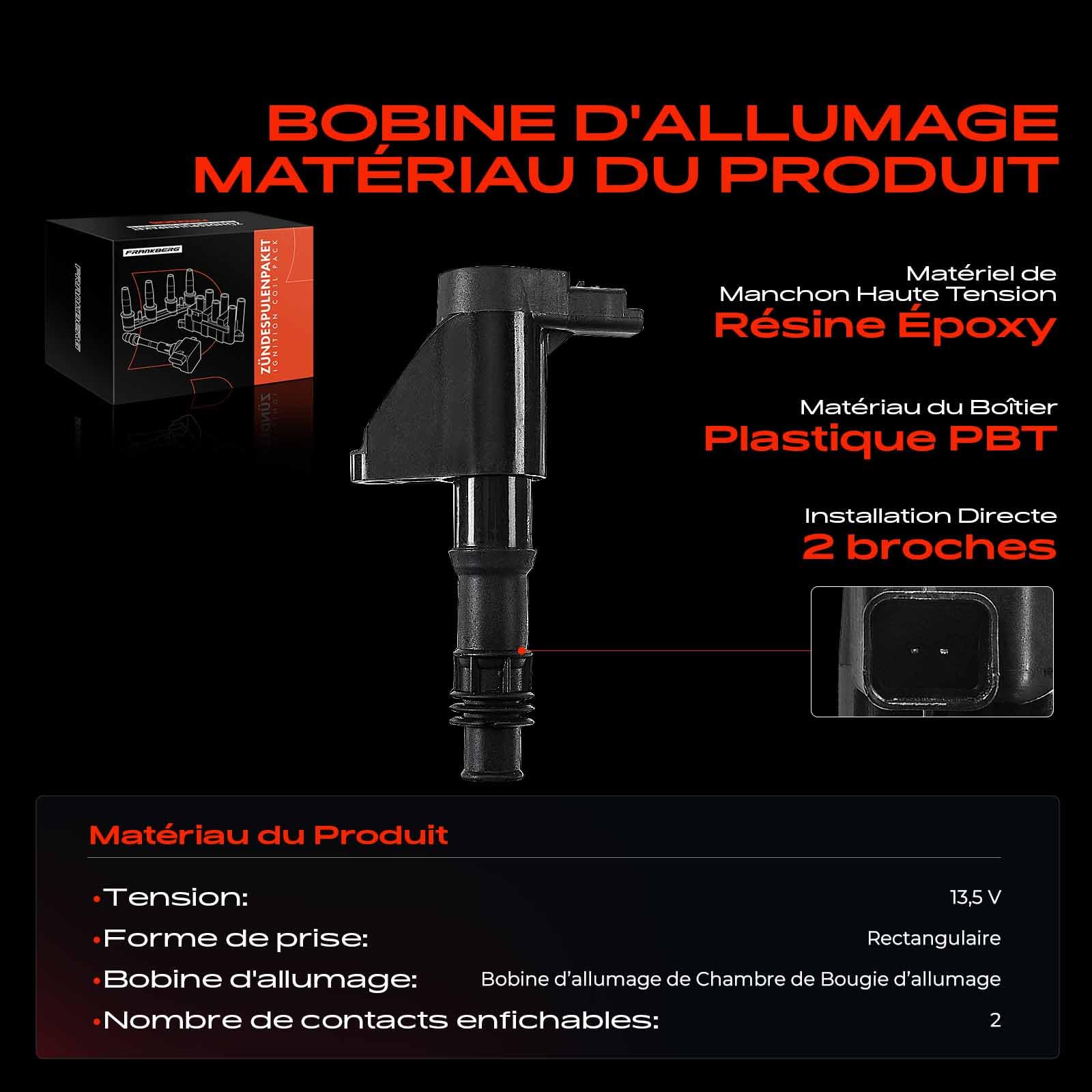 Frankberg Module d'allumage à bobine 577077 | Compatible avec: 406 Pause 8E/F, C5 Je casse DE, C5 Break TD_, 607 9D 9U, C5 RD_, 407 Coupé 6C_, 406 8B, 406 Coupé 8C