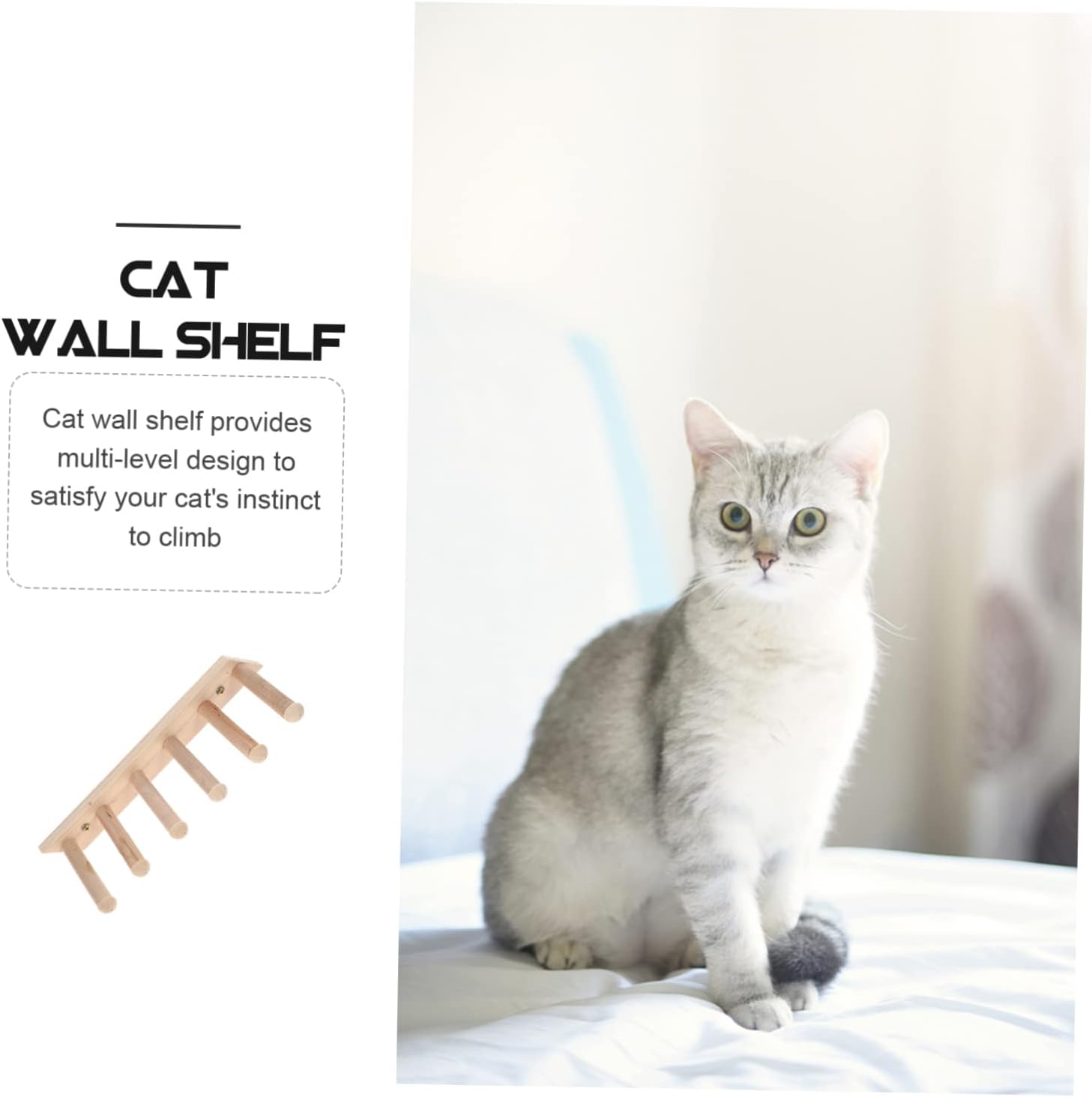 SUPVOX 1piece Cat Wall Shelf Cat Stairs for Wall Perch Wooden Furniture Climber
