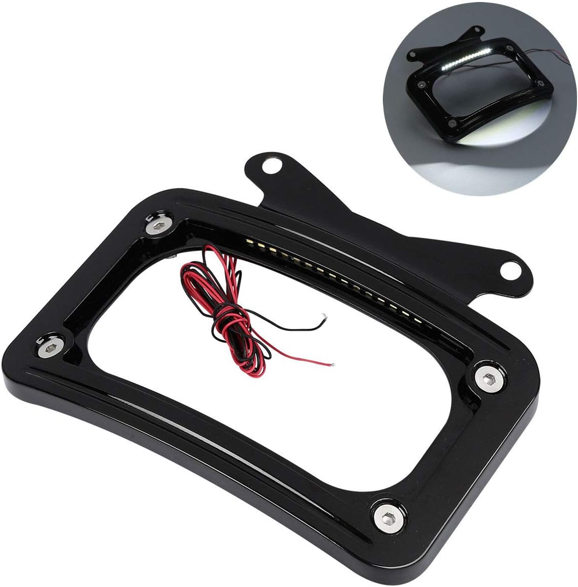 XFMT Curved License Plate Frame W/LED Light Compatible with Harley Street Glides Road Glide 2010-Later