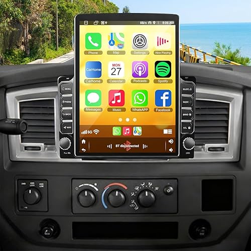 9.7" Touchscreen Car Radio for Dodge Ram 1500 2500 3500 2006-2008 with Wireless CarPlay Android Auto, Android 14 Double Din Car Stereo Head Unit Support GPS Bluetooth WiFi FM SWC Backup Camera, 2+32G