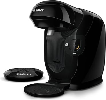 BOSCH - Cafetera multibebida Tassimo Happy Friendly, Hasta 70 bebidas, OneTouch, Preparación individual, Diseño compacto, Intellibrew, Negro, TAS112E3