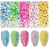 1500PCs Crystal Glass Mermaid Rhinestones, Mixed Flatback Nail Rhinestones Gems Beads for Nail Art D