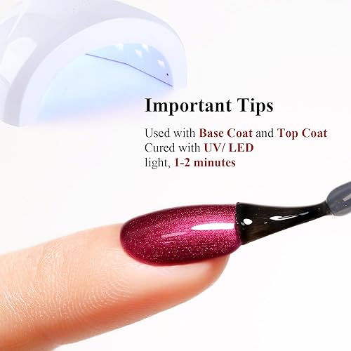 Miniatura 5 de Ozzeal Esmalte de uñas de gel perlado, esmalte de uñas de gel con purpurina roja, esmalte de uñas de gel brillante con purpurina para otoño e