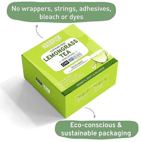 Vista 126 de HANDPICK, Bolsas de té negro orgánico English Breakfast (100 unidades) USDA Orgánico, sin OMG Té negro fuerte, robusto y alto en cafeína Bolsas