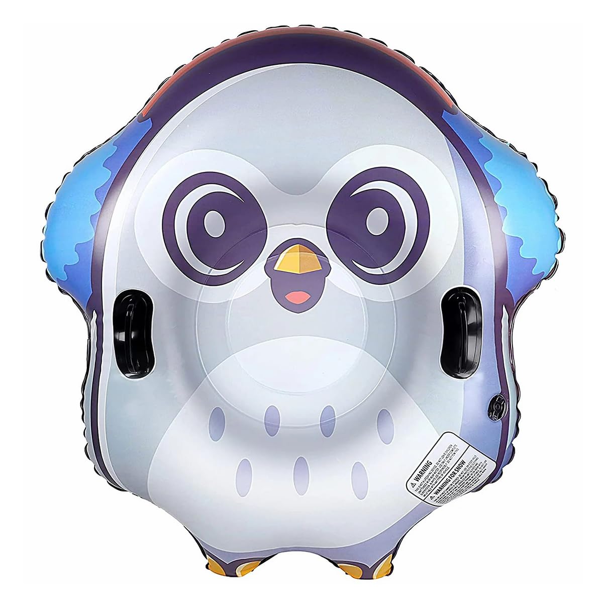 YUEWO 47 Inch Inflatable Ski Ring Owl Shaped, Skiing Ring for Winter Outdoor Sports with Handle Inflatable Winter Duty Sleds Ski Ring, Heavy Duty Snow Sleds for Adults