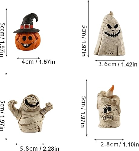 Miniatura 7 de Figuras de estatua de decoración de mesa de Halloween para interiores, esqueleto/cabeza de calabaza, fantasma/bruja para Halloween, decoración de