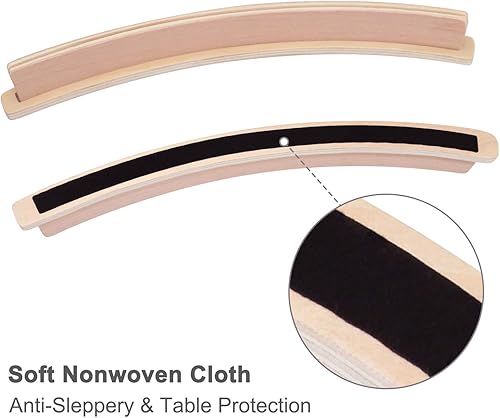 Miniatura 3 de Exqline Juego de 4 bandejas curvadas de madera para niños y adultos mayores – 13.4 pulgadas con base ancha lo suficientemente estable para puente,