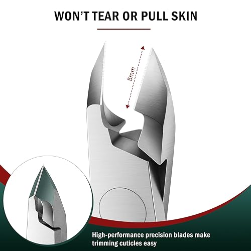 Vista 29 de FVION Cortador de cutículas – Alicate profesional de cutículas, herramientas de manicura con mango recubierto de goma, cortador de cutículas de Rojo