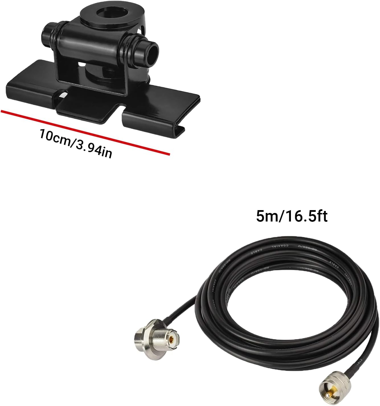 Vehicle HF Antennas for ham Radio, 3.7-50MHz Multi Band Half Wave Antenna | HF(10M-80M) Car mobile antenna with Lip Mount Fixed Bracket, 5m Cable PL-259 Male, for Ham Two Way Radio/ HF Transceivers