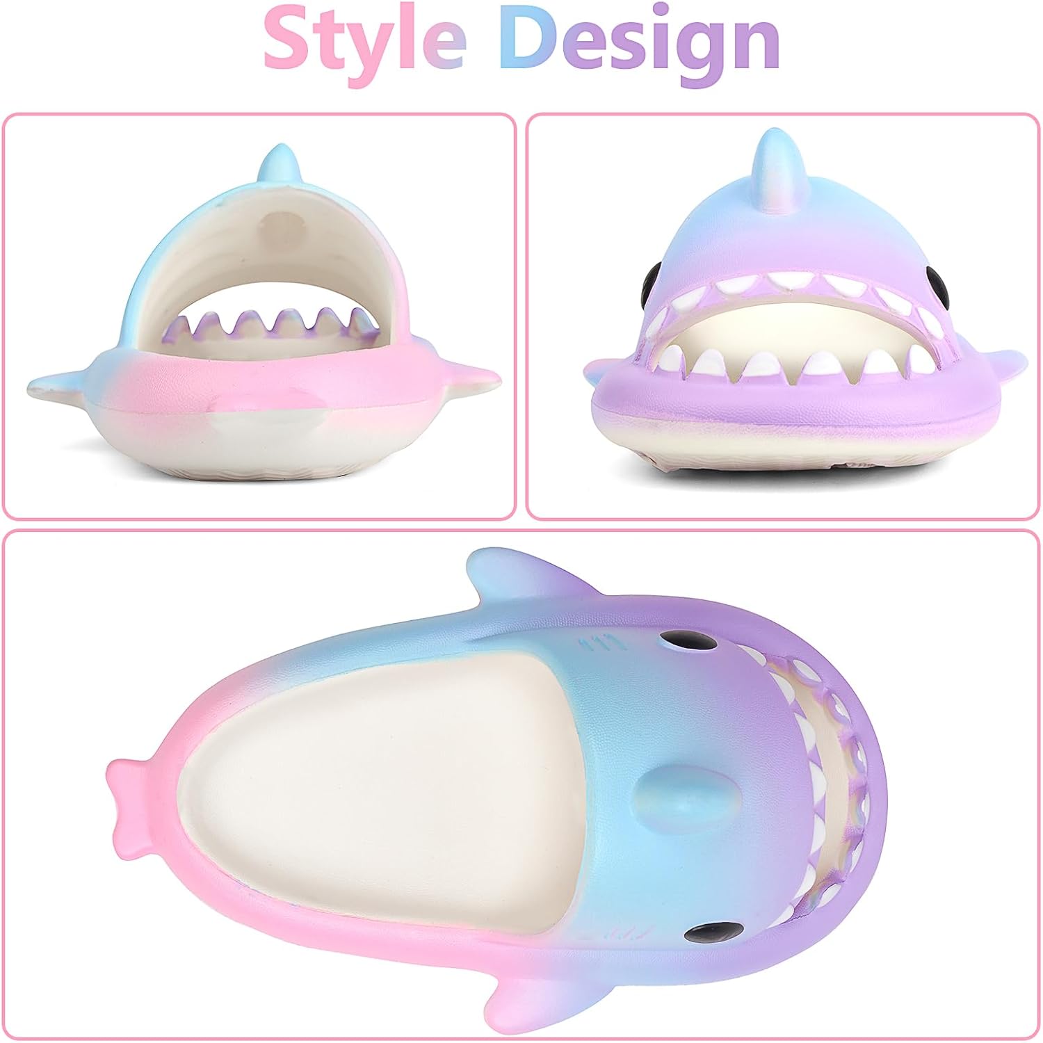Kids Shark Cloud Slides | Toddler Boys Girls Shower Slippers | Boys Girls Cute Cartoon Fish Flip Flops | Beach Pool Home Sandals | Quick Dry Non-Slip - Image 2