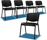 VINGLI 5-Pack Stackable Conference Chairs - PU Leather Office Waiting Room Guest Seating, Space-Saving Durable Steel Frame, 330lbs Capacity