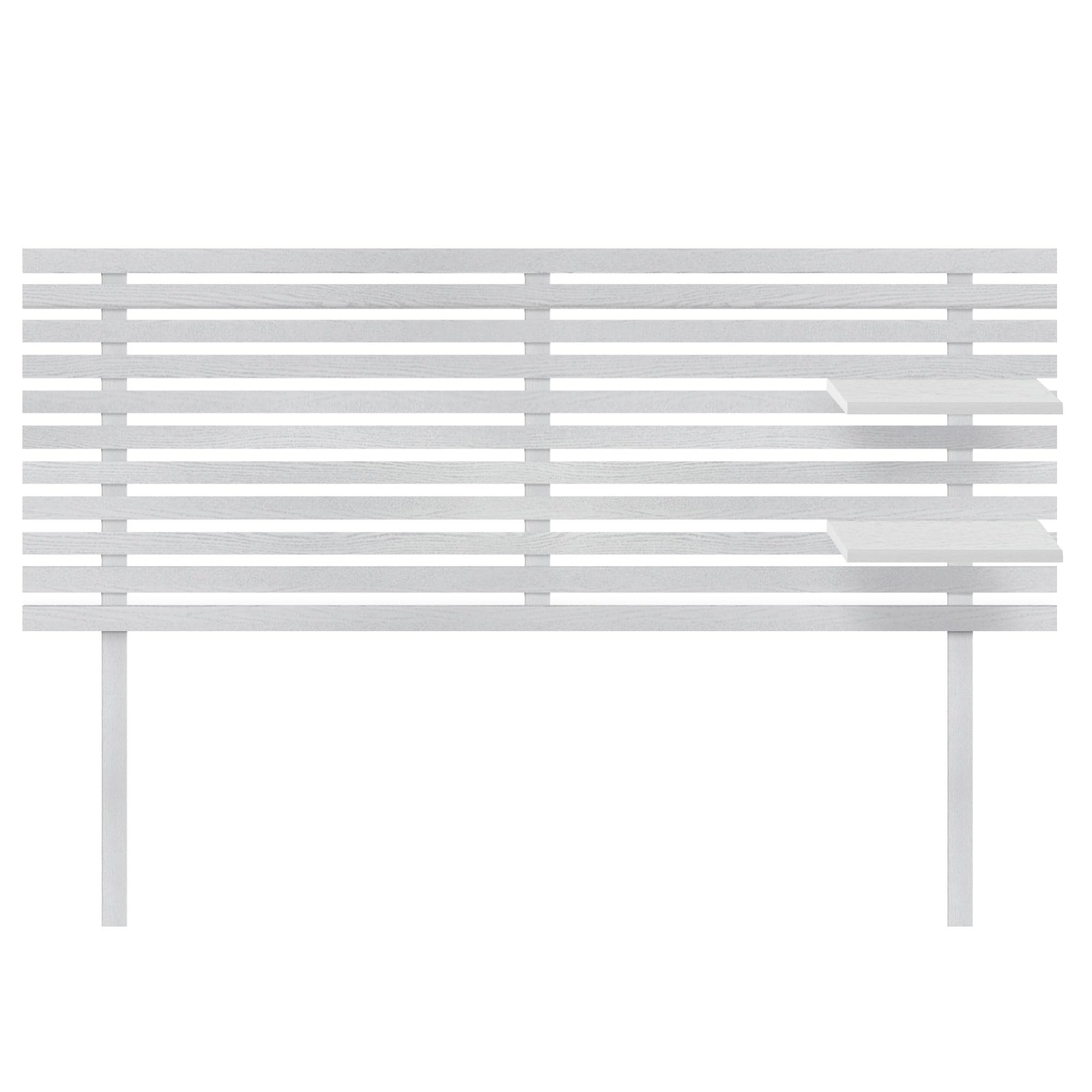 DHOME Cabecero con Estantes de Madera reciclada DM con Patas Colgante Pared Estilo Palet Cama Vintage Nordico Herrajes incluidos (Estilo Japones, Blanco Madera, 135cm)