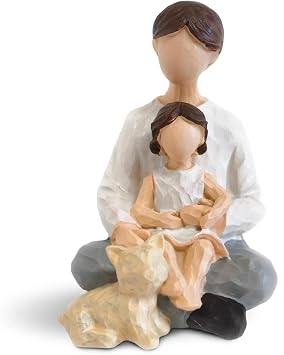 Dad Birthday Gifts From Daughter, Hand-Painted Father Daughter Sculpture with Cat, Shows the Deep Love in Life, Ideal Gifts for Father' Day Birthday Christmas, Home Decor for Study Living Room Office