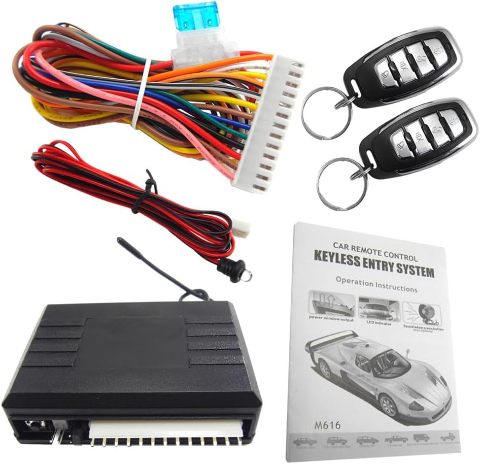 Theft Door Lock with Remote Controllers, Vehicle Keyless Entry System Alarm System, Universal Car Remote Central Kit, Fit for 12V Cars