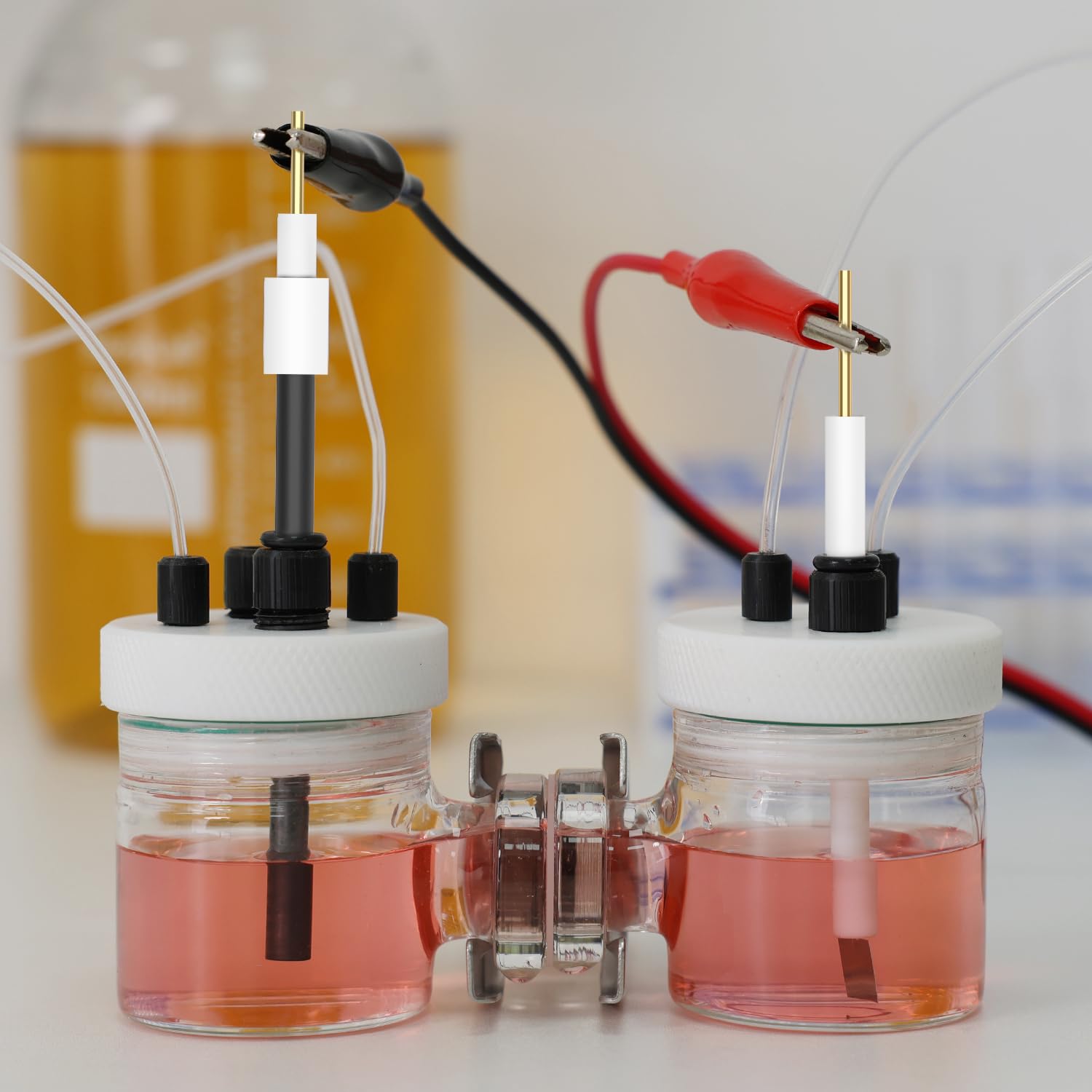 Labasics Electrodo de Barra de Grafito, Electrodo de Grafito de Alta Pureza 99.99% Cátodo Electrodo de Trabajo con Adaptador de PTFE para Celda Electrolítica, Diámetro de 6 mm, Longitud de 90 mm