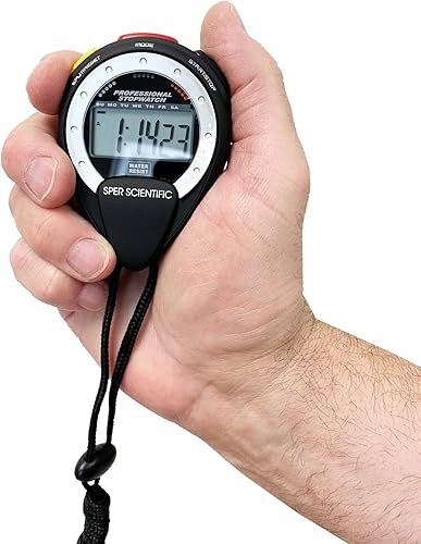 Miniatura 2 de Sper Scientific Cronómetro de pantalla grande resistente al agua 810035A - Cronómetro digital con pantalla de gran tamaño, precisión dividida de