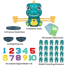 Aitbay Dinosaur Math Balance Toys, Montessori Toys for 3 Years Old Kids, Toddler Educational Toys for 4 5 6 7 Year Old Boys and Girls - Birthday Gifts for Kids Ages 3-5 5-7