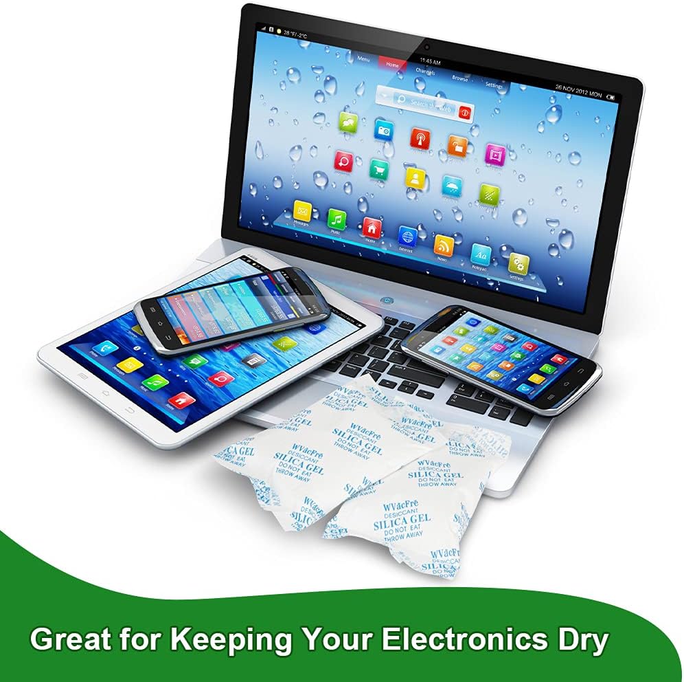 WVacFre 2グラム (500パック) 食品グレード 湿気吸収剤 シリカゲル 乾燥剤パック 保管用 乾燥剤ビーズ シリカゲルパッ