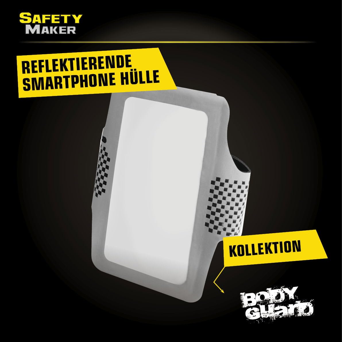 Safety Maker 44589 Custodia per smartphone impermeabile con elementi di design riflettenti per lo sport, il jogging, portacellulare, custodia per la corsa