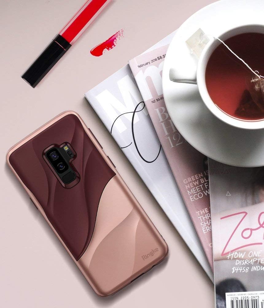 Ringke Wave Compatible with Galaxy S9 Plus Case Dual Layer Heavy Duty 3D Textured Shock Absorbent PC TPU Full Body Drop Resistant Protection Cover for Galaxy S 9 Plus (2018) - Rose Blush