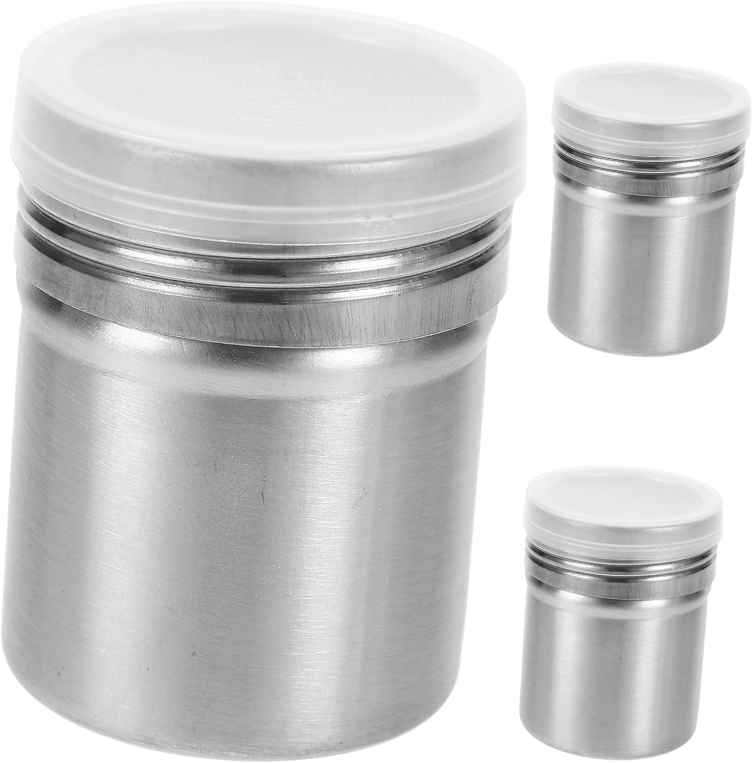 3 Pack Stainless Steel Seasoning Shaker for Sugar, Pepper, Cocoa