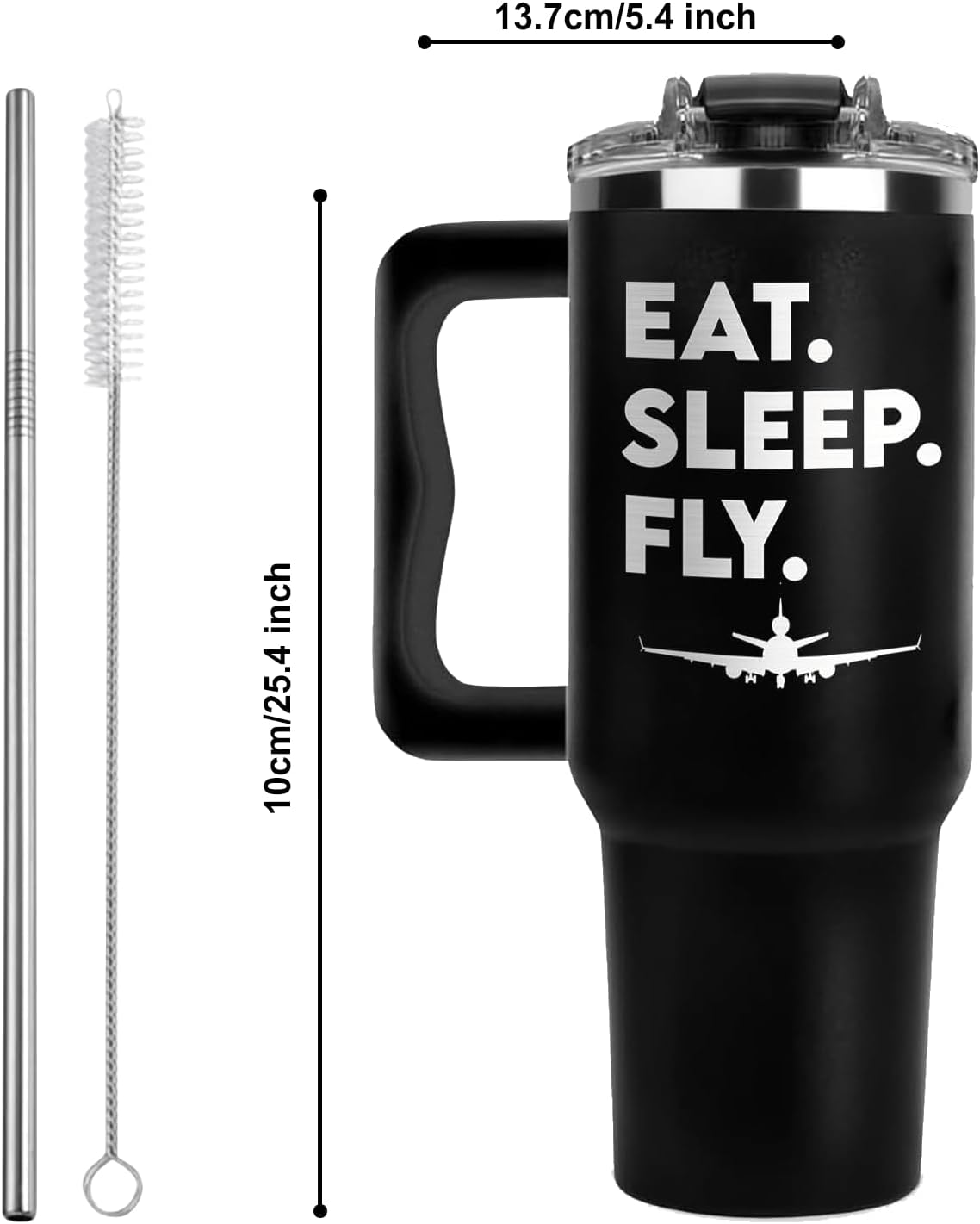 40oz Engraved Tumbler with Keychain – Cool Pilot Gift & Airplane Accessories for Birthday & Christmas