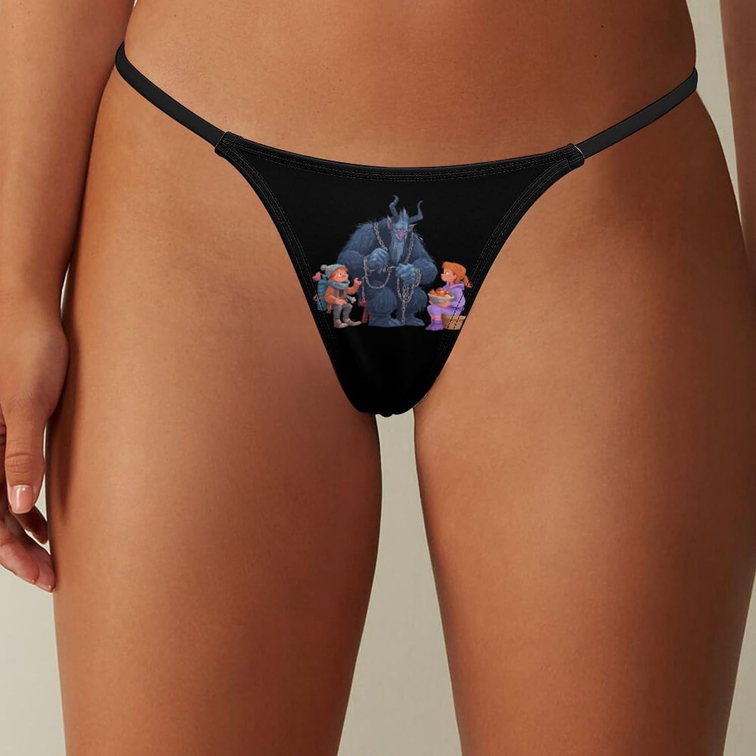 Christmas Krampus Thongs for Women Underwear G-String Panties | Breathable,Low Rise Panties,T-back,Sexy,Briefs,No Show Thongs