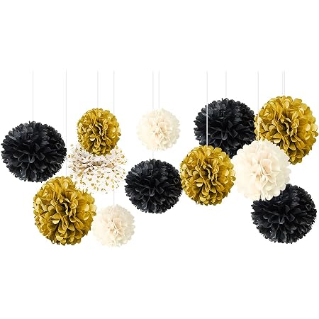 NICROLANDEE Fall Party Decorations - 15 PCS Tissue Paper Pom Poms & Garland For Autumn, Thanksgiving, Wedding